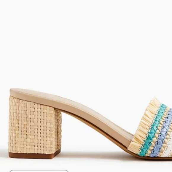 NIB J Crew Factory Woven Pastel Mule Heels Size 8 - Picture 3 of 4